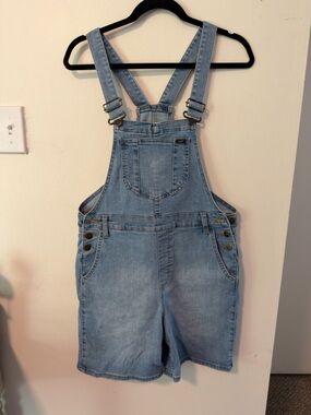 Lee Denim Shortalls Medium Light Wash Blue Overalls